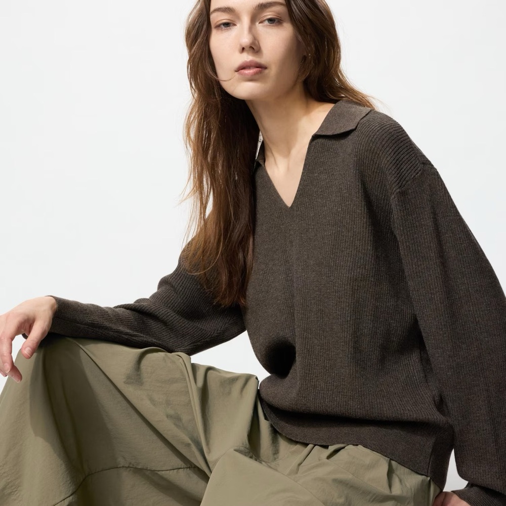 Matching Set - Uniqlo knit ribbed top and drawstring pants - size L